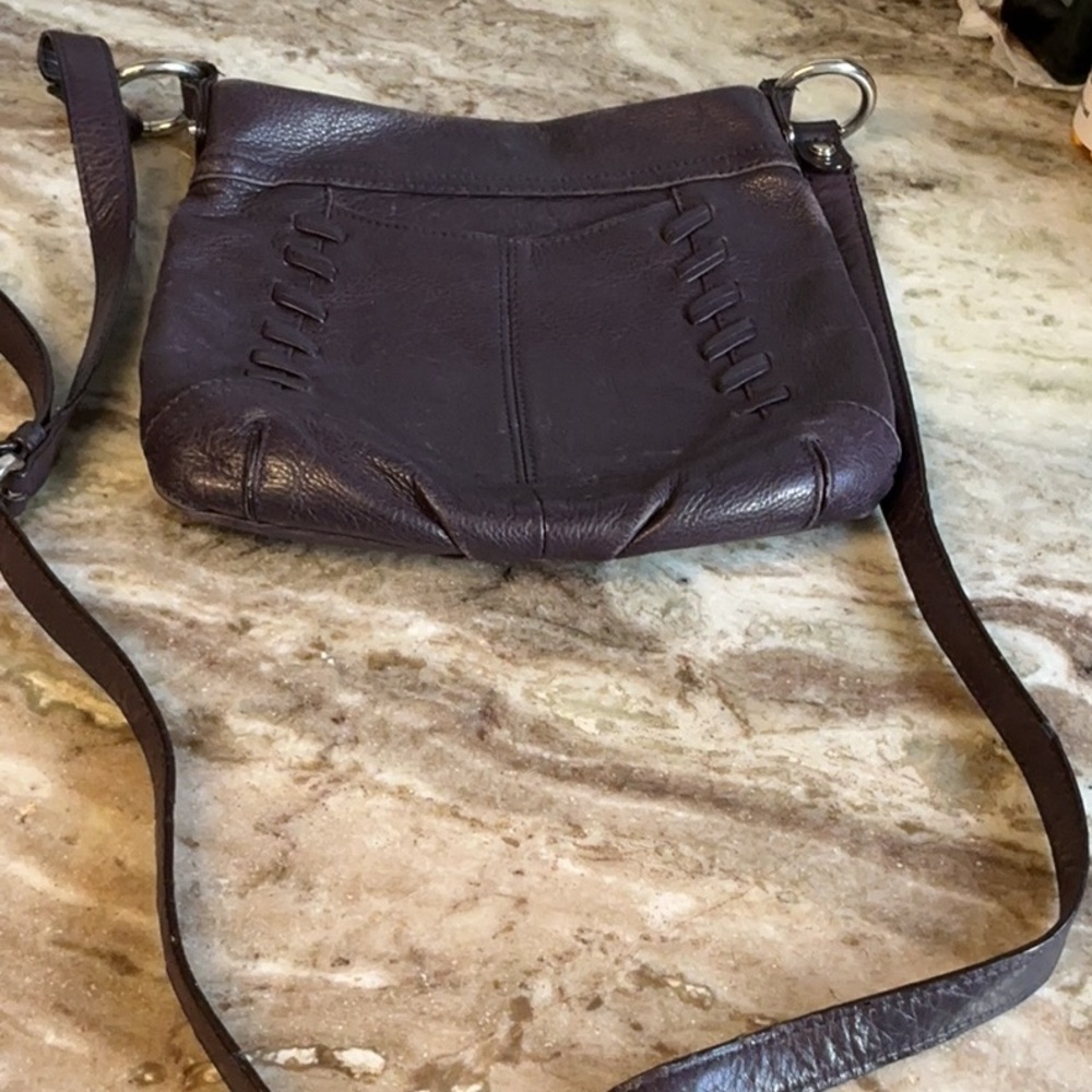 Elegant Purple Leather Crossbody Bag